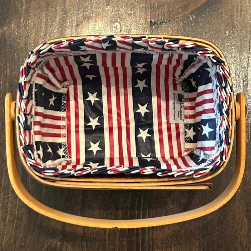 Vintage 90s Longaberger Basket 1997 Patriotic Americana Handwoven Collectible